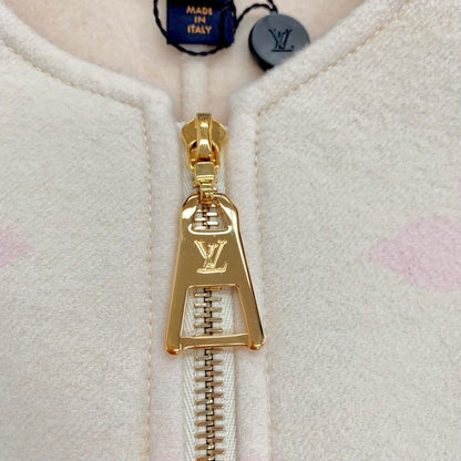 Louis Vuitton Dress Beige Gold Giant Monogram Sleeveless Front Zip