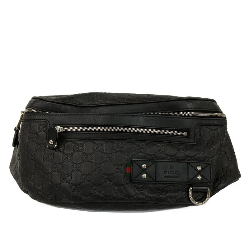 Gucci Waist Pouch Guccissima Line Sherry (Web) 246409 Black Leather