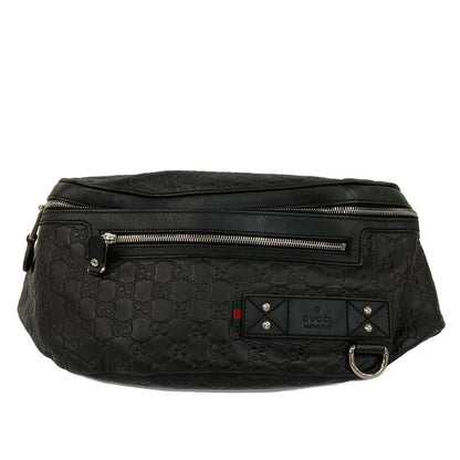Gucci Waist Pouch Guccissima Line Sherry (Web) 246409 Black Leather