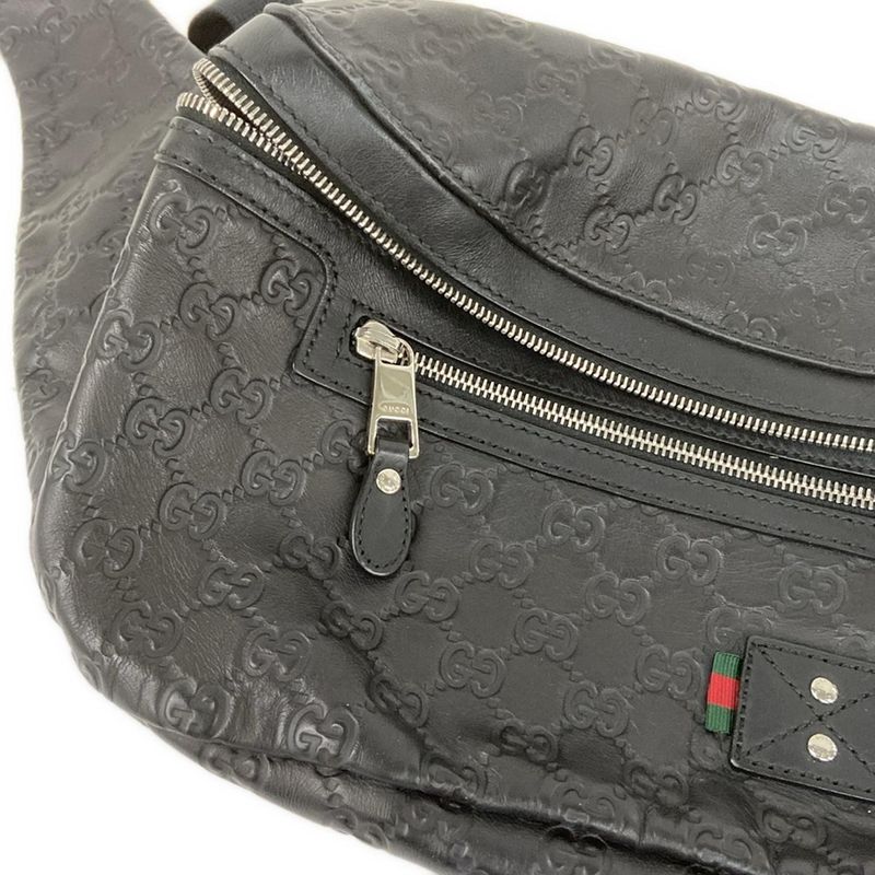 Gucci Waist Pouch Guccissima Line Sherry (Web) 246409 Black Leather