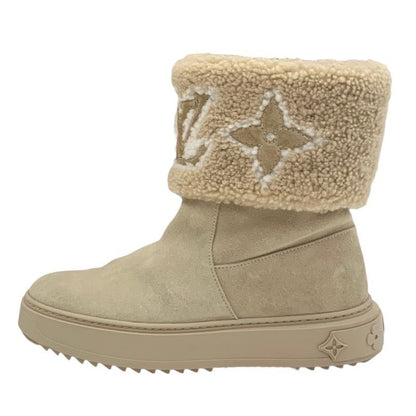 Louis Vuitton Snowdrop Line Monogram Boots Short Boots Shoes Suede Beige Mouton