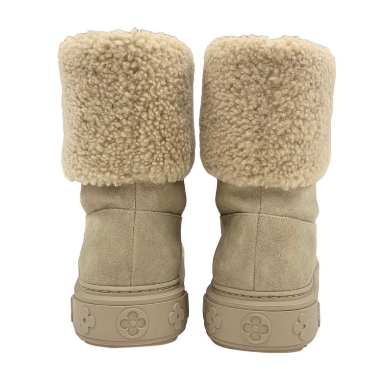 Louis Vuitton Snowdrop Line Monogram Boots Short Boots Shoes Suede Beige Mouton