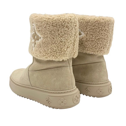 Louis Vuitton Snowdrop Line Monogram Boots Short Boots Shoes Suede Beige Mouton