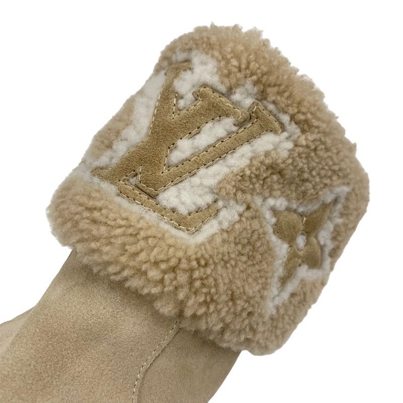 Louis Vuitton Snowdrop Line Monogram Boots Short Boots Shoes Suede Beige Mouton