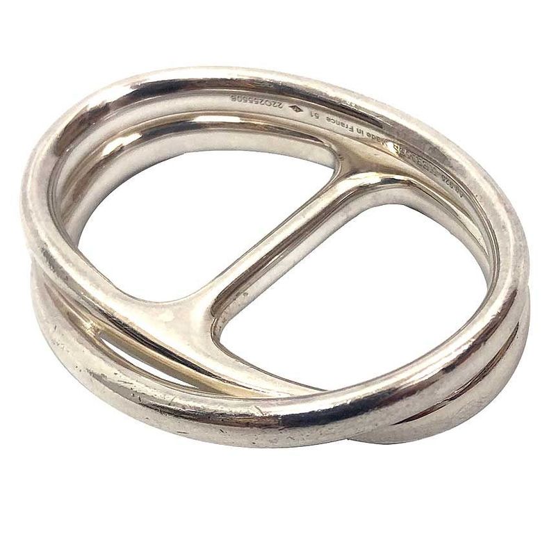 Hermes Chaine D'ancre Punk 2 Finger Double Finger Ring #51 Silver Unisex Aq12365
