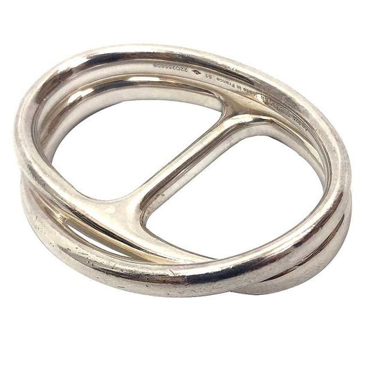 Hermes Chaine D'ancre Punk 2 Finger Double Finger Ring #51 Silver Unisex Aq12365