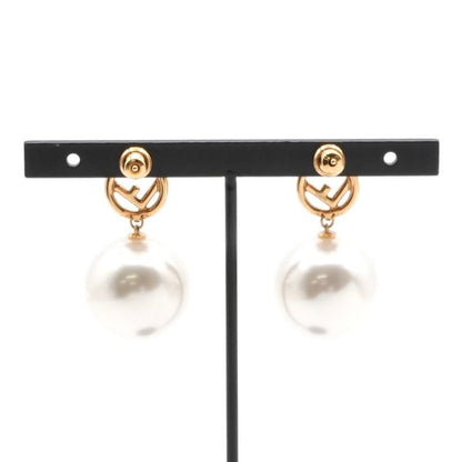 Fendi F's Earrings Gold White Rhinestone Pearl