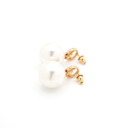 Fendi F's Earrings Gold White Rhinestone Pearl
