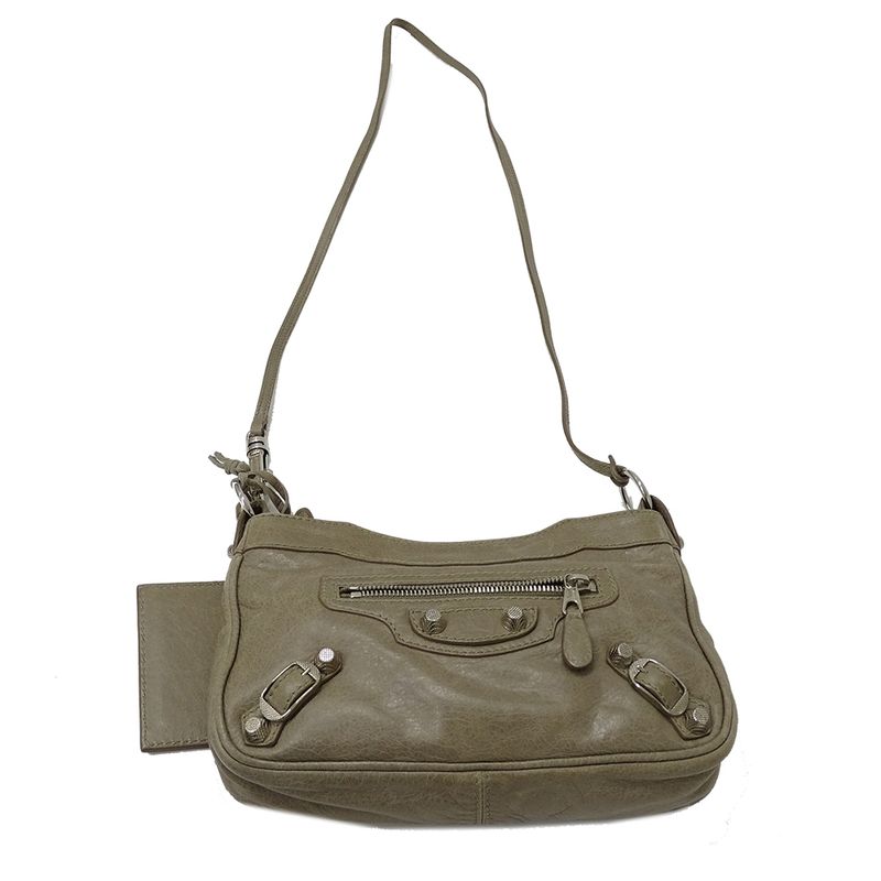 Balenciaga Bag Shoulder Leather Beige Grey Going Out