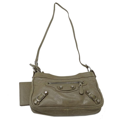 Balenciaga Bag Shoulder Leather Beige Grey Going Out