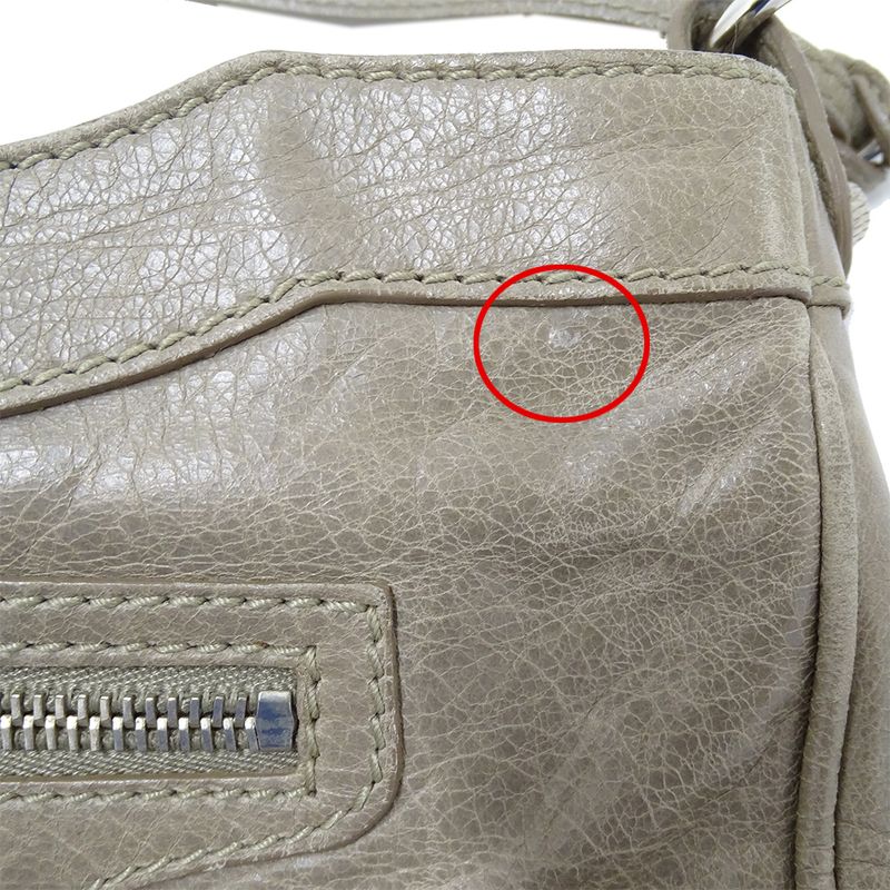 Balenciaga Bag Shoulder Leather Beige Grey Going Out