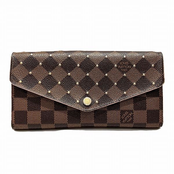 Louis Vuitton Damier Portefeuille Sarah N60249 Ebene Studs Rose Ballerine