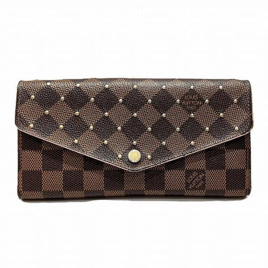 Louis Vuitton Damier Portefeuille Sarah N60249 Ebene Studs Rose Ballerine