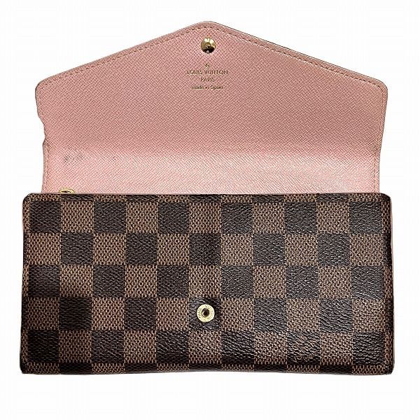 Louis Vuitton Damier Portefeuille Sarah N60249 Ebene Studs Rose Ballerine