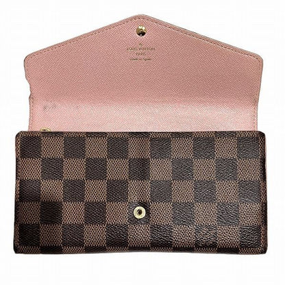 Louis Vuitton Damier Portefeuille Sarah N60249 Ebene Studs Rose Ballerine