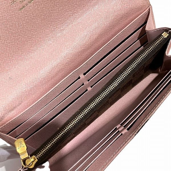 Louis Vuitton Damier Portefeuille Sarah N60249 Ebene Studs Rose Ballerine