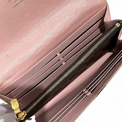 Louis Vuitton Damier Portefeuille Sarah N60249 Ebene Studs Rose Ballerine