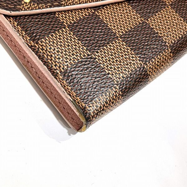 Louis Vuitton Damier Portefeuille Sarah N60249 Ebene Studs Rose Ballerine