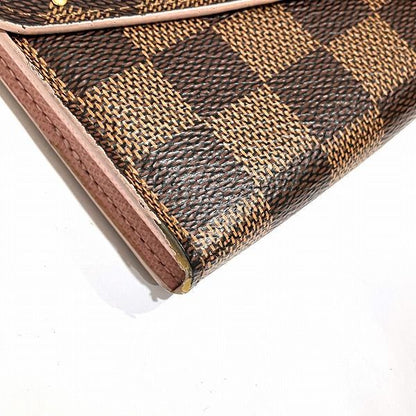 Louis Vuitton Damier Portefeuille Sarah N60249 Ebene Studs Rose Ballerine