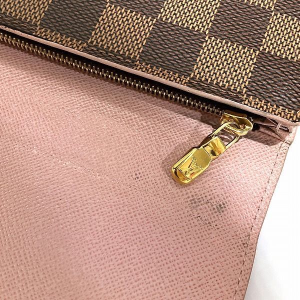 Louis Vuitton Damier Portefeuille Sarah N60249 Ebene Studs Rose Ballerine