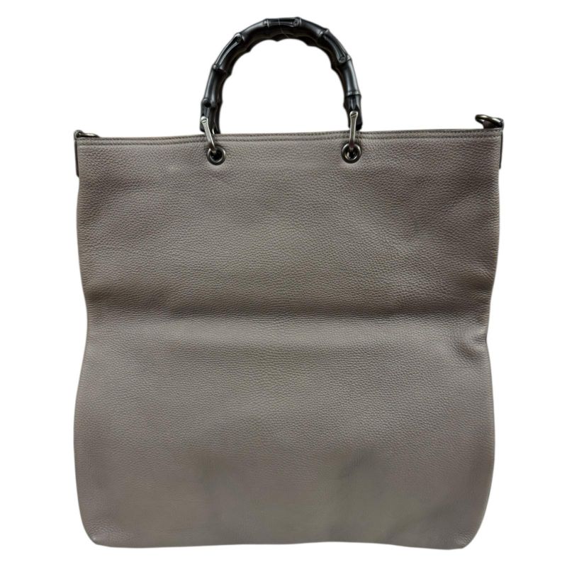 Gucci Bamboo Shoulder Bag Leather 358217 Gray Unisex Gucci Used Gucci