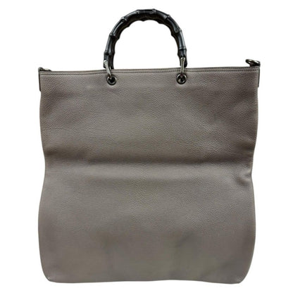 Gucci Bamboo Shoulder Bag Leather 358217 Gray Unisex Gucci Used Gucci