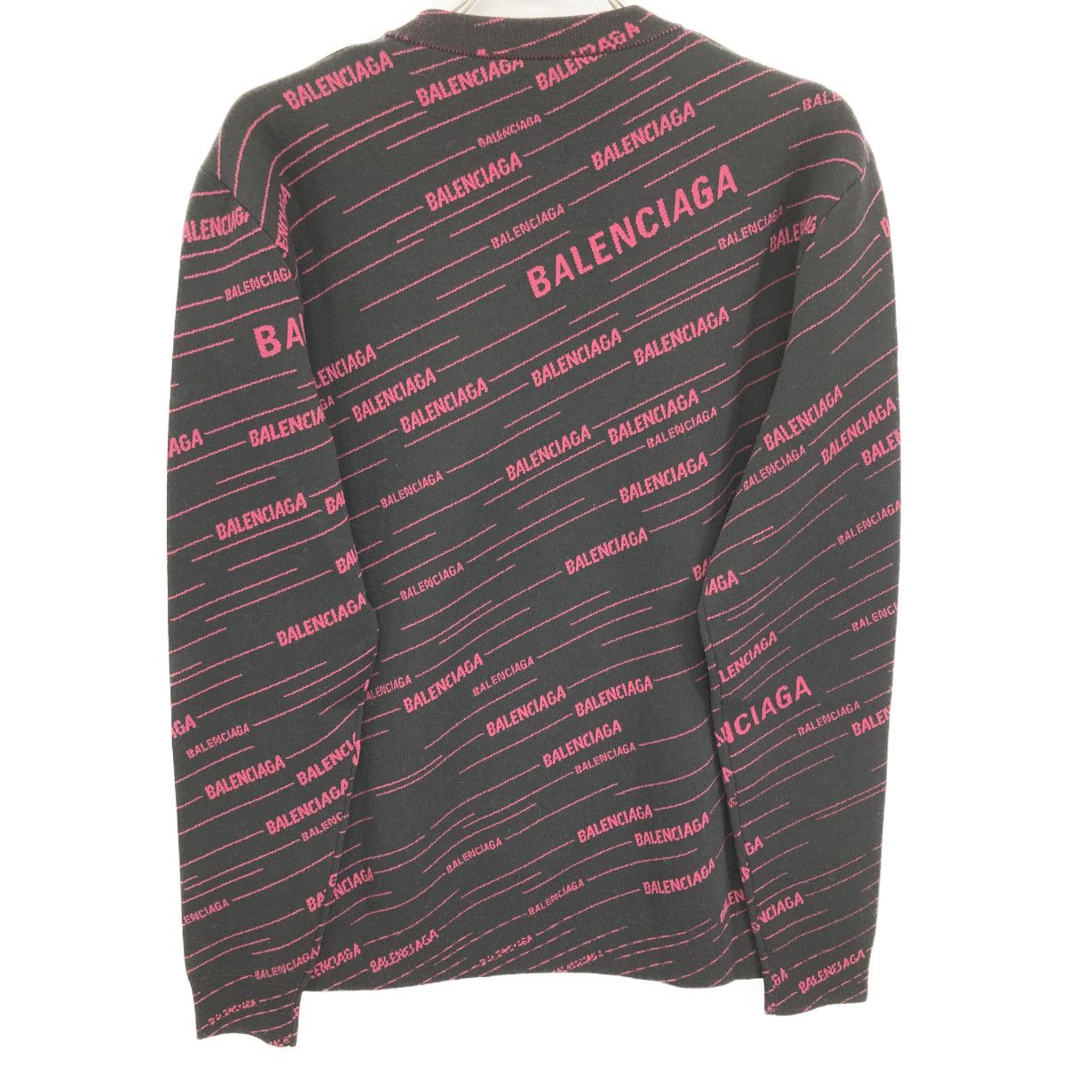 Balenciaga 19aw 583094 ﾋﾟﾝｸ×ﾌﾞﾗｯｸ ﾀﾞｲｱｺﾞﾅﾙｼﾞｬｶﾞｰﾄﾞﾆｯﾄ Ｓ