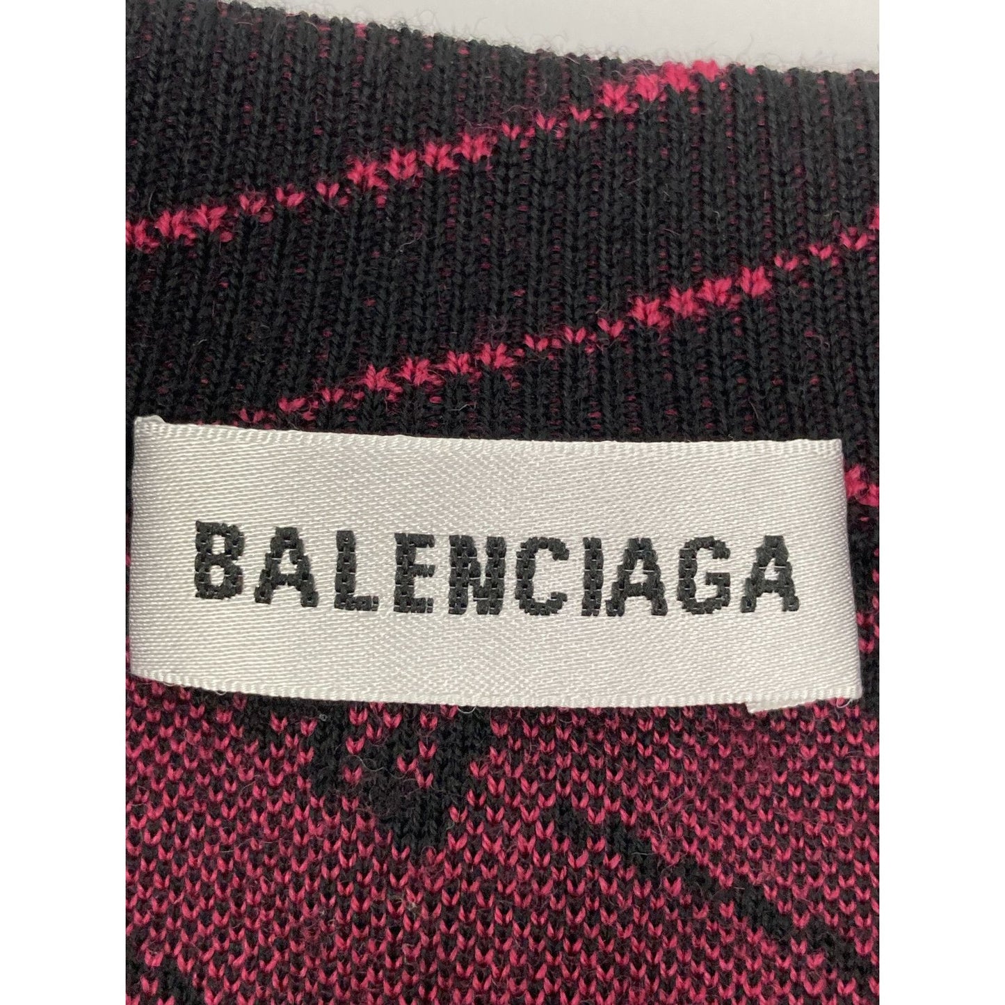 Balenciaga 19aw 583094 ﾋﾟﾝｸ×ﾌﾞﾗｯｸ ﾀﾞｲｱｺﾞﾅﾙｼﾞｬｶﾞｰﾄﾞﾆｯﾄ Ｓ