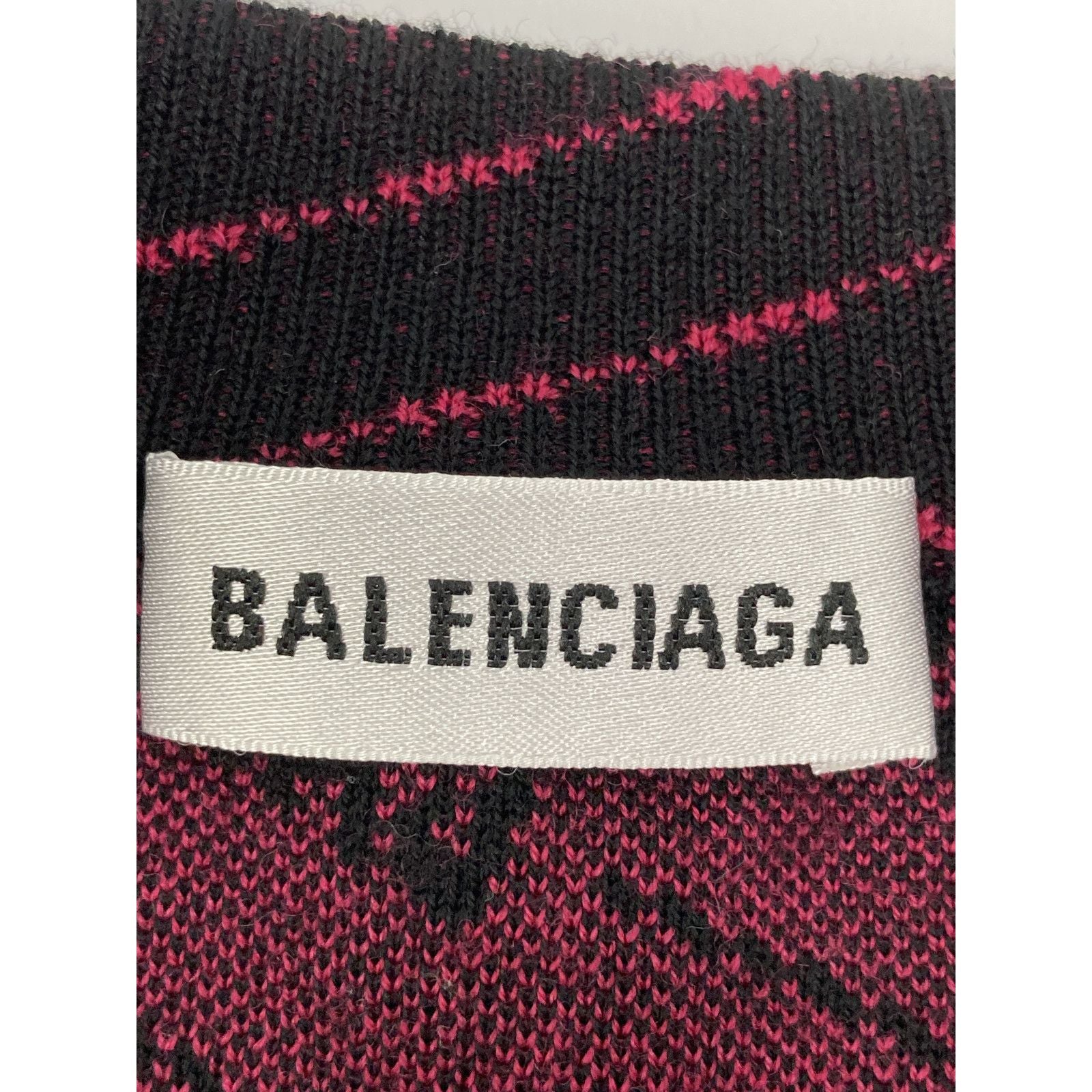 Balenciaga 19aw 583094 ﾋﾟﾝｸ×ﾌﾞﾗｯｸ ﾀﾞｲｱｺﾞﾅﾙｼﾞｬｶﾞｰﾄﾞﾆｯﾄ Ｓ