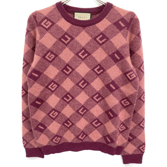 Gucci 644354 ﾋﾟﾝｸ ﾛｺﾞ ｳｰﾙ ﾆｯﾄ Ⅿ