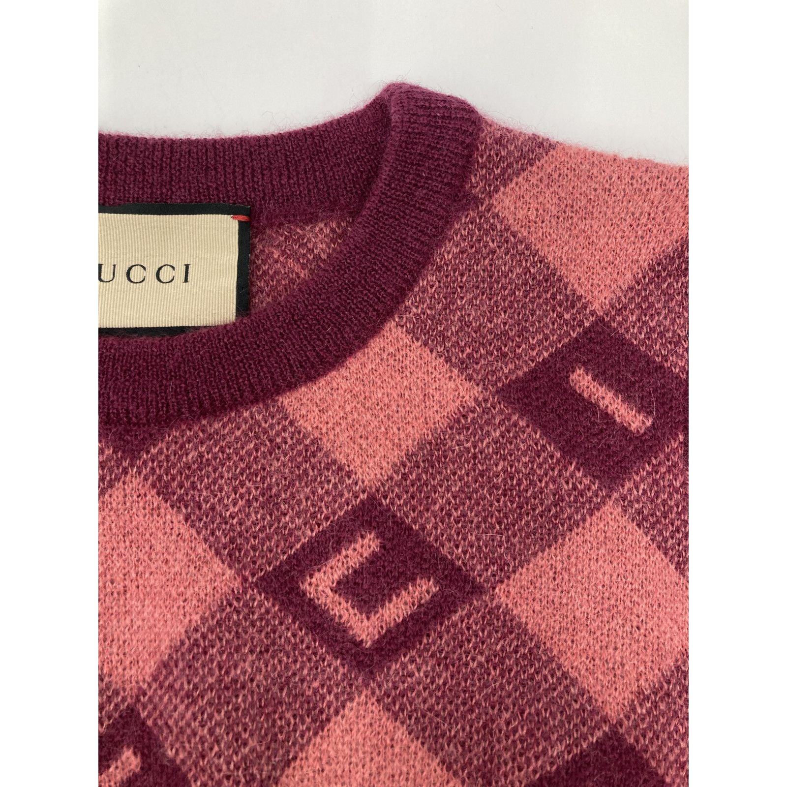 Gucci 644354 ﾋﾟﾝｸ ﾛｺﾞ ｳｰﾙ ﾆｯﾄ Ⅿ