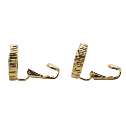Christian Dior Earrings CD Logo Metal Rhinestone Gold GP Plating Accessory