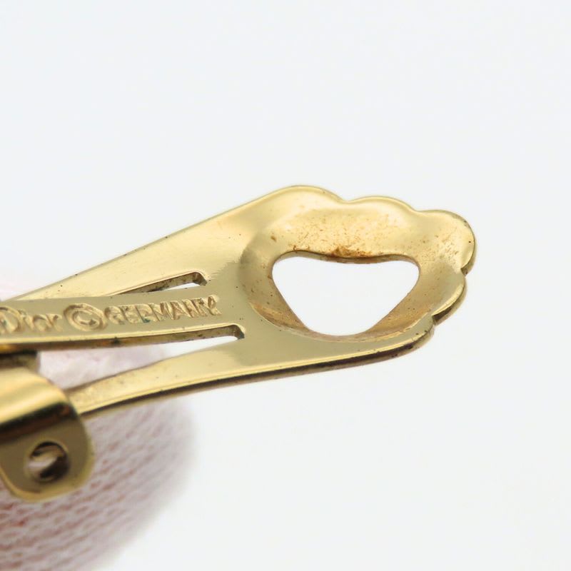 Christian Dior Earrings CD Logo Metal Rhinestone Gold Plated GP Accessories