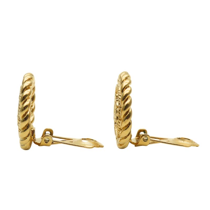 Christian Dior Earrings Logo Metal Gold Plated GP Accessories Ladies