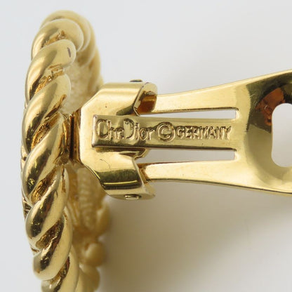 Christian Dior Earrings Logo Metal Gold Plated GP Accessories Ladies
