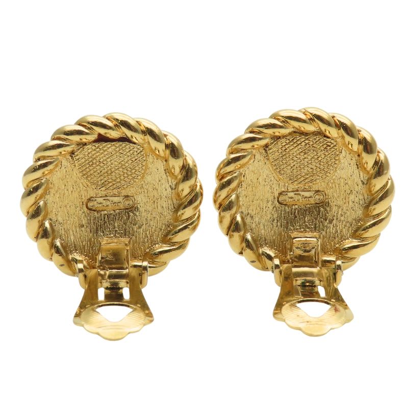 Christian Dior Earrings Logo Metal Gold Plated GP Accessories Ladies