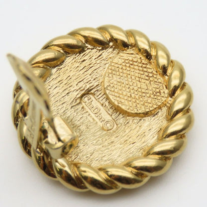 Christian Dior Earrings Logo Metal Gold Plated GP Accessories Ladies