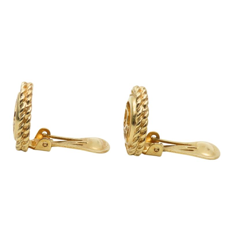 Christian Dior Earrings Logo Metal Gold Plated GP Accessories Ladies