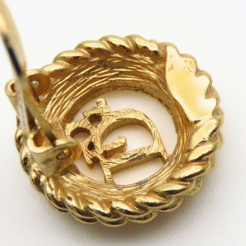 Christian Dior Earrings Logo Metal Gold Plated GP Accessories Ladies