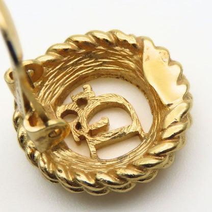 Christian Dior Earrings Logo Metal Gold Plated GP Accessories Ladies