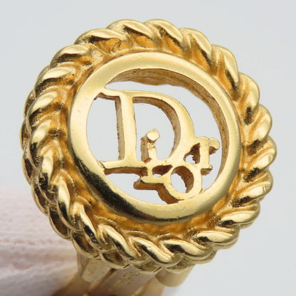 Christian Dior Earrings Logo Metal Gold Plated GP Accessories Ladies