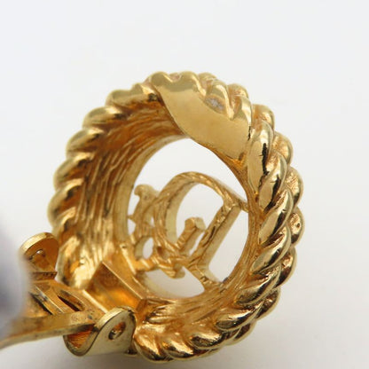 Christian Dior Earrings Logo Metal Gold Plated GP Accessories Ladies