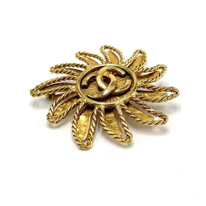 Chanel Brooch Ladies Sun Motif Coco Mark Accessories - Chanel GP 94A Gold