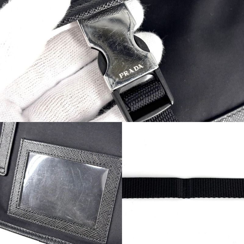 Prada Shoulder Bag Unisex Triangle Logo Pochette Shoulder Crossbody Men's