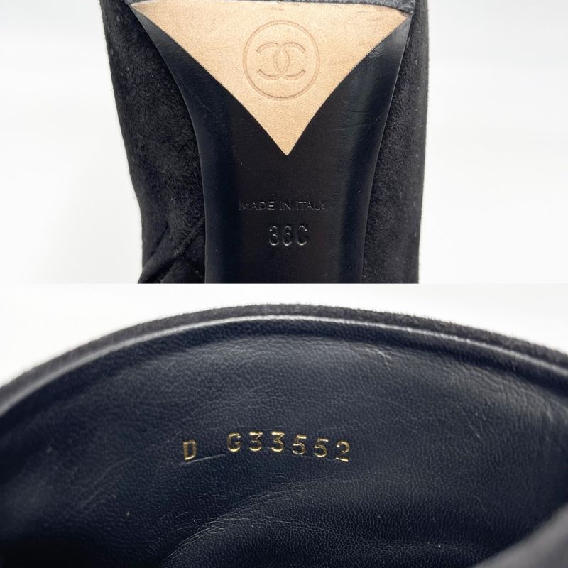 Chanel Boots Women's Side Zip Shorts Coco Mark Shoes Pin Heel 36 Size Approx