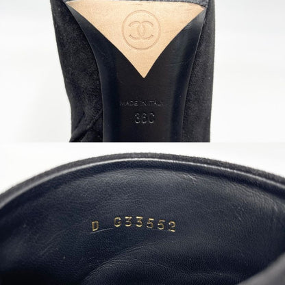 Chanel Boots Women's Side Zip Shorts Coco Mark Shoes Pin Heel 36 Size Approx