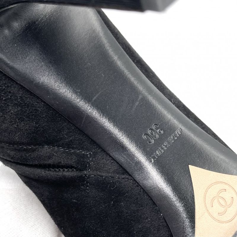 Chanel Boots Women's Side Zip Shorts Coco Mark Shoes Pin Heel 36 Size Approx