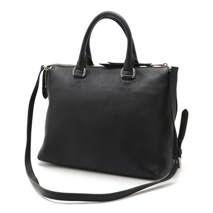 Prada Handbag Tote Bag 2-Way Shoulder Bag Leather Nero Black Silver Hardware