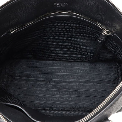 Prada Handbag Tote Bag 2-Way Shoulder Bag Leather Nero Black Silver Hardware
