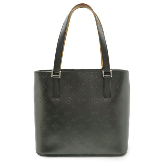 Louis Vuitton Monogram Matte Stockton Tote Bag Shoulder Bag Leather Noir Black